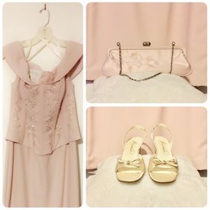 Floral Corset Dress, Clutch & Shoes